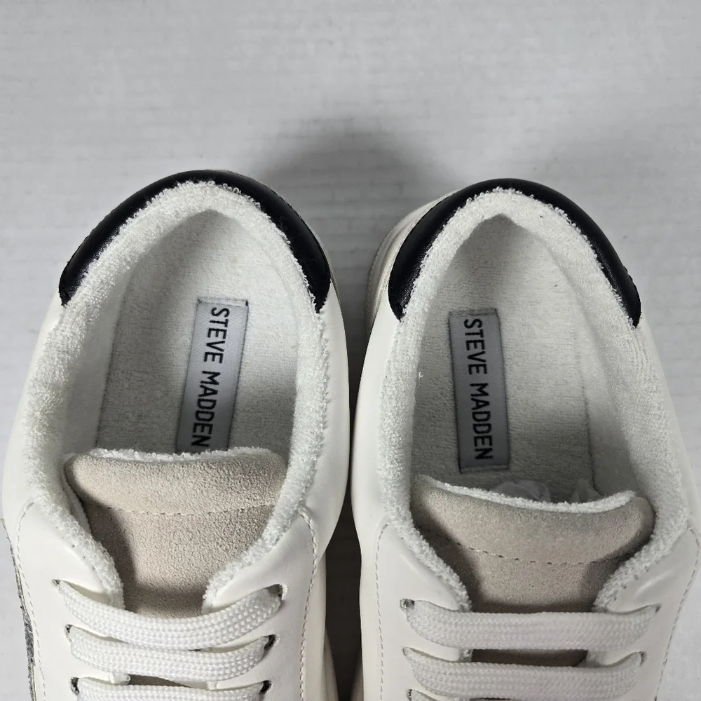 Steve Madden Rezume Silver Glitter Star Sneakers with Suede Women's Size 7 - Picture 8 of 11